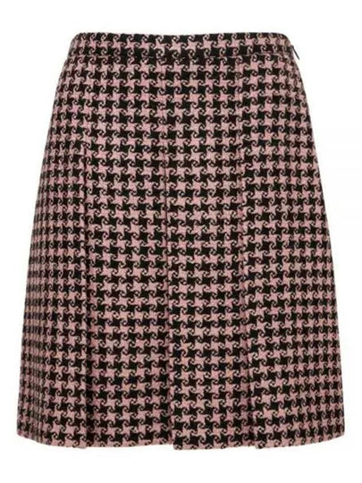 Houndstooth Wool Short A-line Skirt Pink - GUCCI - BALAAN 2