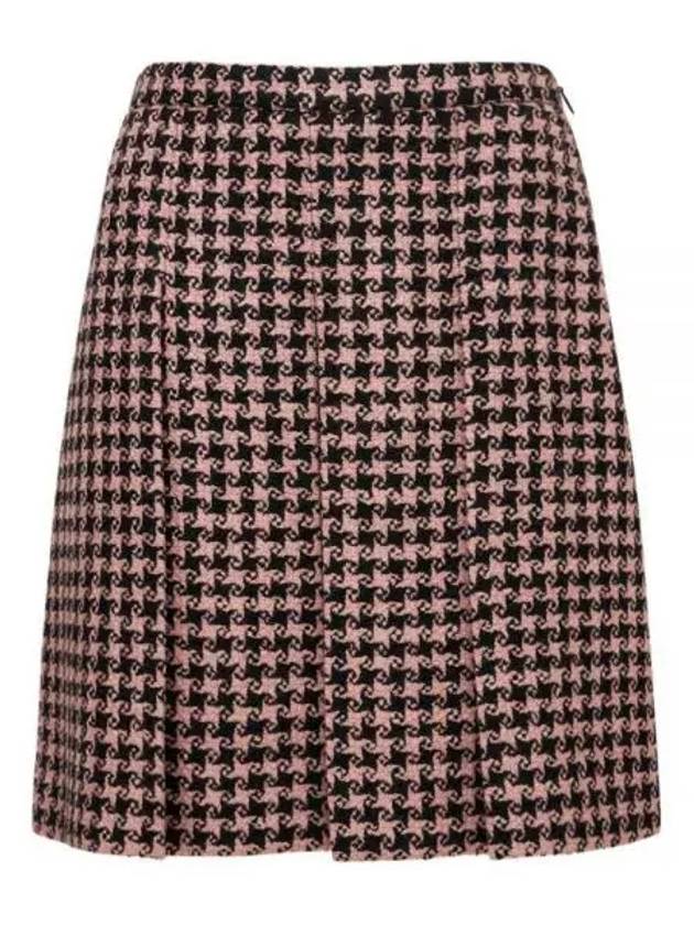 Houndstooth Wool Short A-line Skirt Pink - GUCCI - BALAAN 1