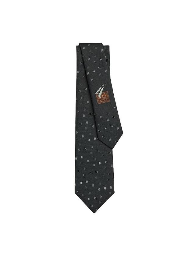 H Scintillant Silk Tie Noir Gris - HERMES - BALAAN 1