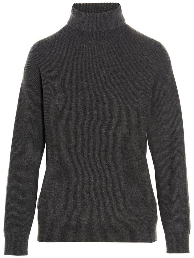 Grey Turtleneck Sweater In Cashmere Woman - BRUNELLO CUCINELLI - BALAAN 1