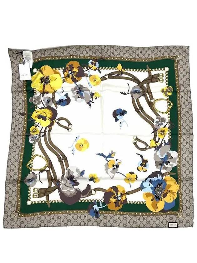 GG Flower Square Silk Scarf - GUCCI - BALAAN.