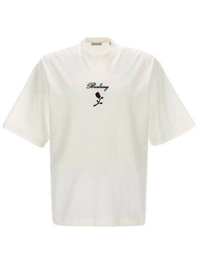 Rose Embroidered Logo Short Sleeve T-shirt White - BURBERRY - BALAAN 2