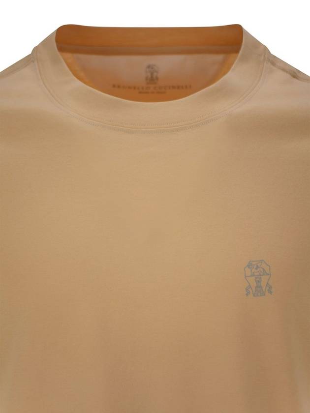 Crew-neck cotton jersey T-shirt with printed logo - BRUNELLO CUCINELLI - BALAAN 4