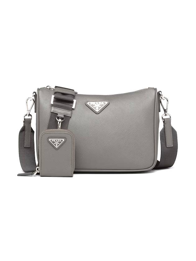 Saffiano Leather Shoulder Bag Marble Grey - PRADA - BALAAN 1