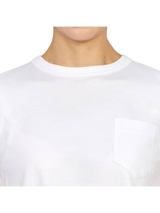 Women's Back Pleated Cotton Short Sleeve T-Shirt White - SACAI - BALAAN 8