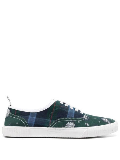 Tartan Paisley Twill Heritage Men's Low Top Sneakers - THOM BROWNE - BALAAN 2