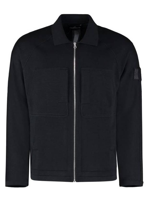 Men's Patch Pocket Zip-Up Cardigan Black - STONE ISLAND - BALAAN 1