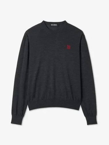 Embroidered crew neck knit sweater dark gray 231823A100MW0084 - RAF SIMONS - BALAAN 1