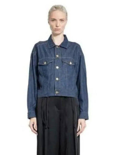 Boxy Cropped Denim Jacket Blue - CELINE - BALAAN 1