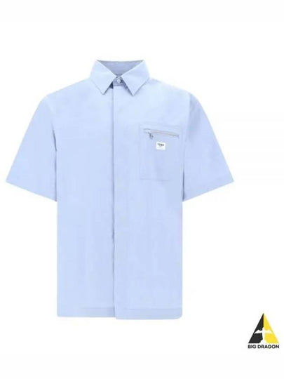 Cotton Short Sleeve Shirt Blue - FENDI - BALAAN 2