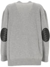 Intrecciato Leather Patch Cardigan Light Grey Melange - BOTTEGA VENETA - BALAAN 4