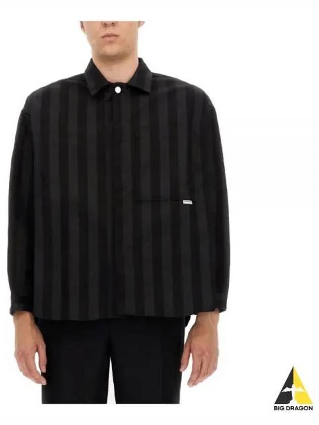 Striped Shirt Jacket Black MRTWWSHR005 WVN006 - SUNNEI - BALAAN 1