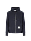 Center Back Stripe Cotton Zip Up Hoodie Navy - THOM BROWNE - BALAAN 2