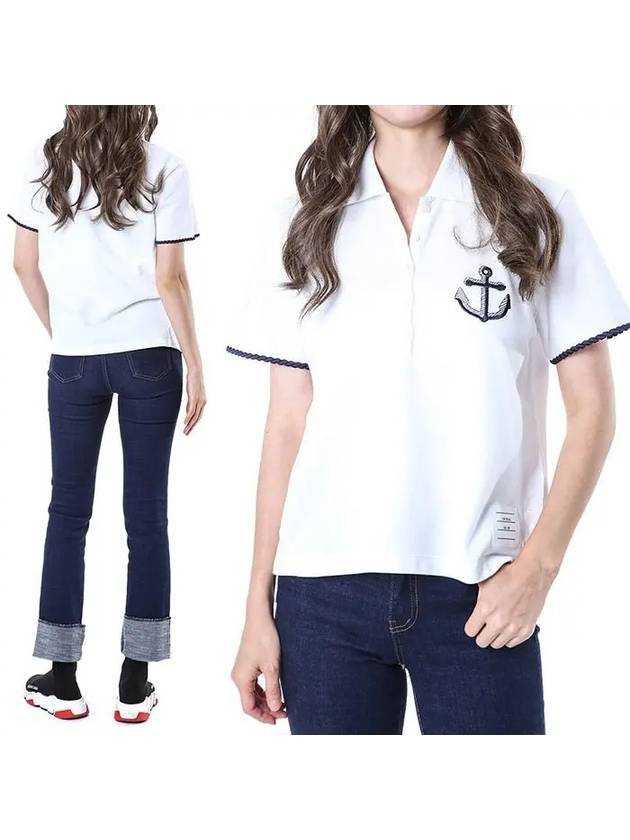 Anchor Motif Logo Polo Shirt White - THOM BROWNE - BALAAN 2