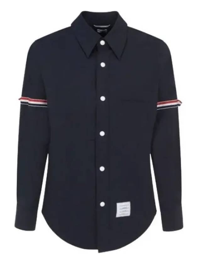 Three Stripes Armband Nylon Long Sleeve Shirt Navy - THOM BROWNE - BALAAN 2