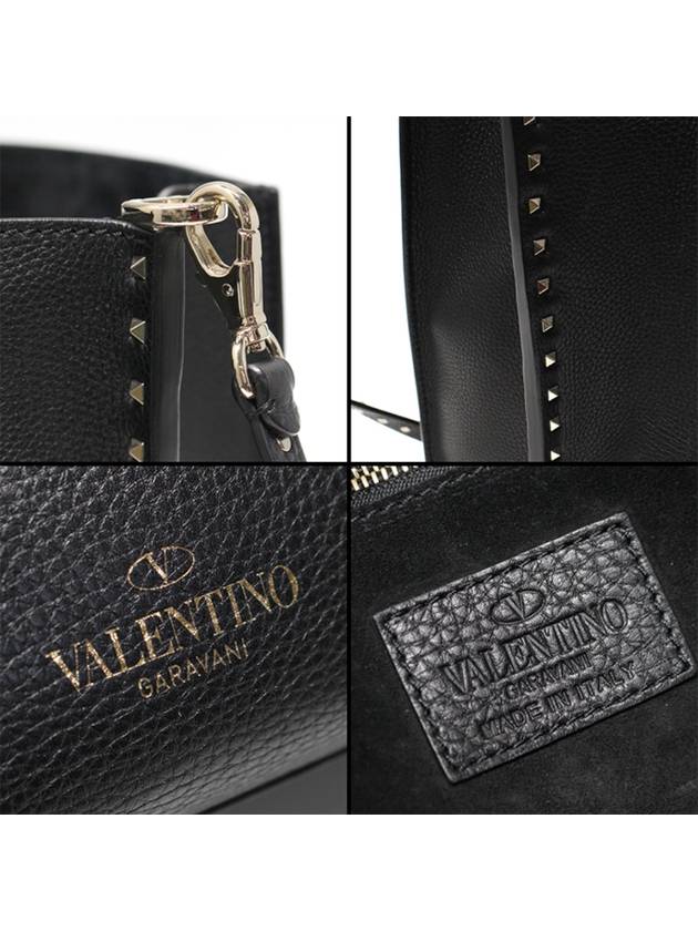 Women s Valentino Black Grained Vitello Leather Gold Rockstud Double Handle 2WAY gt bag Gangbuk used luxury goods - VALENTINO - BALAAN 8