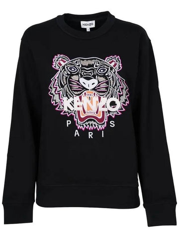 Tiger Embroidered Logo Sweatshirt Black - KENZO - BALAAN 1