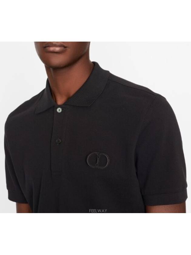 CD Icon Cotton Polo Shirt Black - DIOR - BALAAN 3