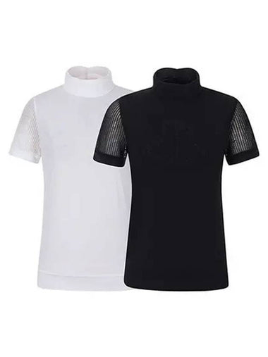 9701LAKU mesh sleeve blouson short sleeve t-shirt - BLACK&WHITE - BALAAN 1