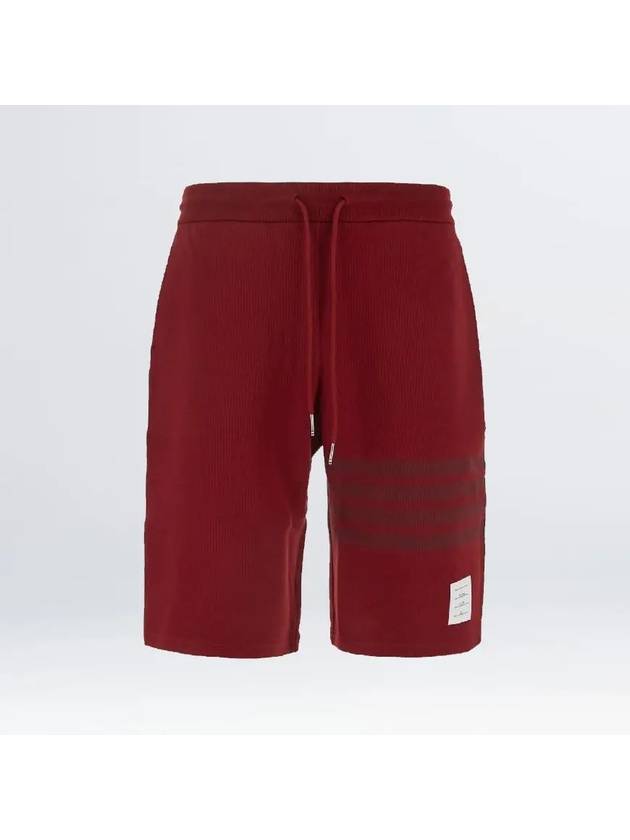 Men's Double Face 4 Bar Knit Sweatshorts Dark Red - THOM BROWNE - BALAAN 2