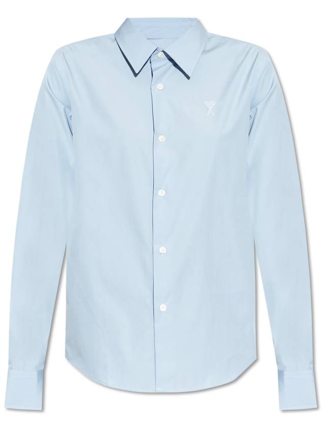 Ami Alexandre Mattiussi Shirt With Logo, Women's, Light Blue - AMI - BALAAN 1