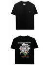 Flower Print Short Sleeve T-Shirt Black - WOOYOUNGMI - BALAAN 5