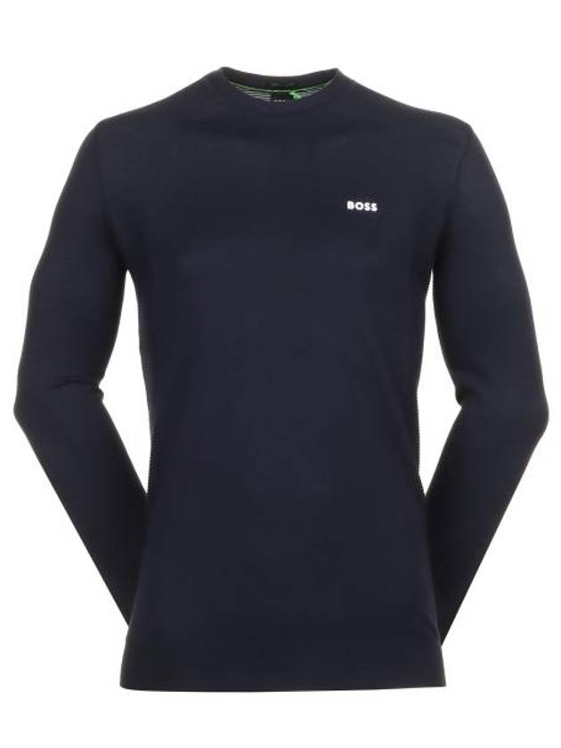 Momentum Lite Crew Neck Long Sleeve T-Shirt Navy - HUGO BOSS - BALAAN 2