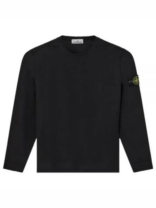 Men's Wappen Patch Crewneck Knit Sweatshirt Black - STONE ISLAND - BALAAN 2