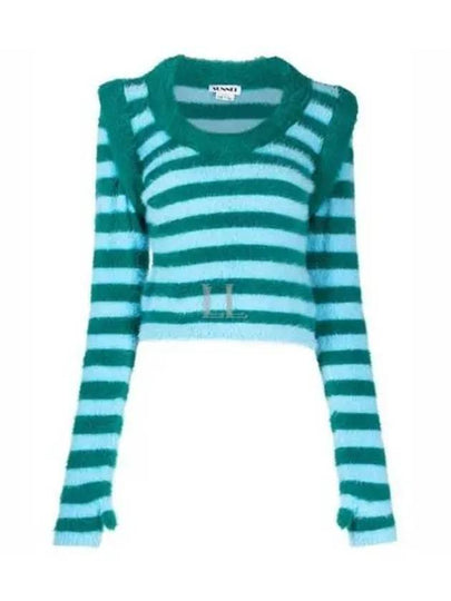 Slim Stripe Long Sleeve Knit Top Green - SUNNEI - BALAAN 2