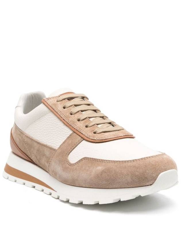 Suede Leather Low Top Sneakers Beige - BRUNELLO CUCINELLI - BALAAN 3