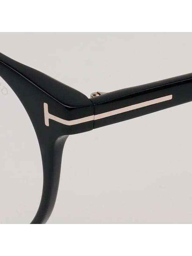 Blue light blocking glasses frame TF5695FB 001 Resin wear round black horn rim Asian fit - TOM FORD - BALAAN 5