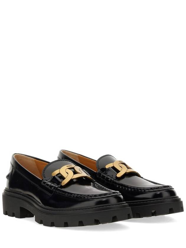 Women's Kate Metal Chain Leather Loafers Black - TOD'S - BALAAN 4