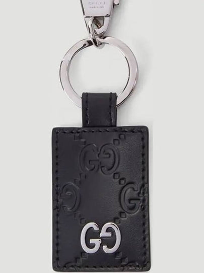 Signature Silver Hardware GG Leather Key Holder Black - GUCCI - BALAAN 2