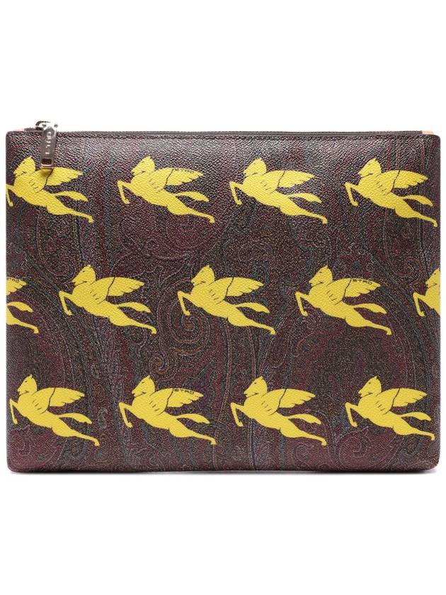 Logo Pattern Clutch Bag Brown - ETRO - BALAAN 3