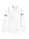 Oxford Striped Grosgrain Armband Classic Long Sleeve Shirt White - THOM BROWNE - BALAAN 2