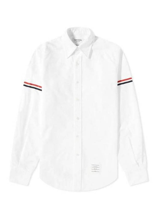 Oxford Striped Grosgrain Armband Classic Long Sleeve Shirt White - THOM BROWNE - BALAAN 2