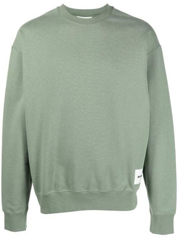 Logo Patch Crew Neck Cotton Sweatshirt Green - JIL SANDER - BALAAN 1