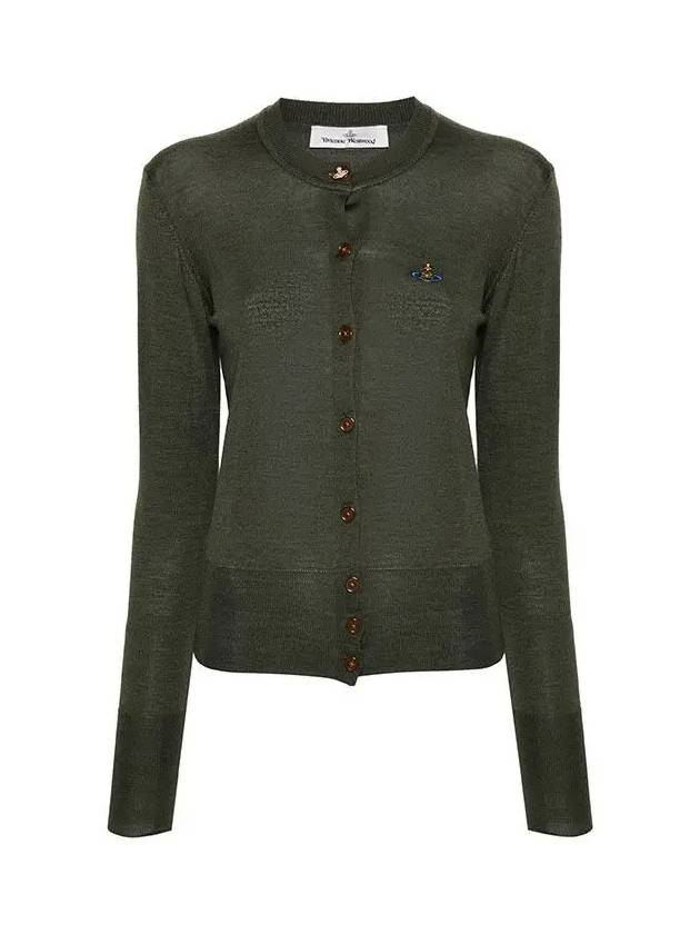 Bea Embroidered Logo Cardigan Green - VIVIENNE WESTWOOD - BALAAN 3