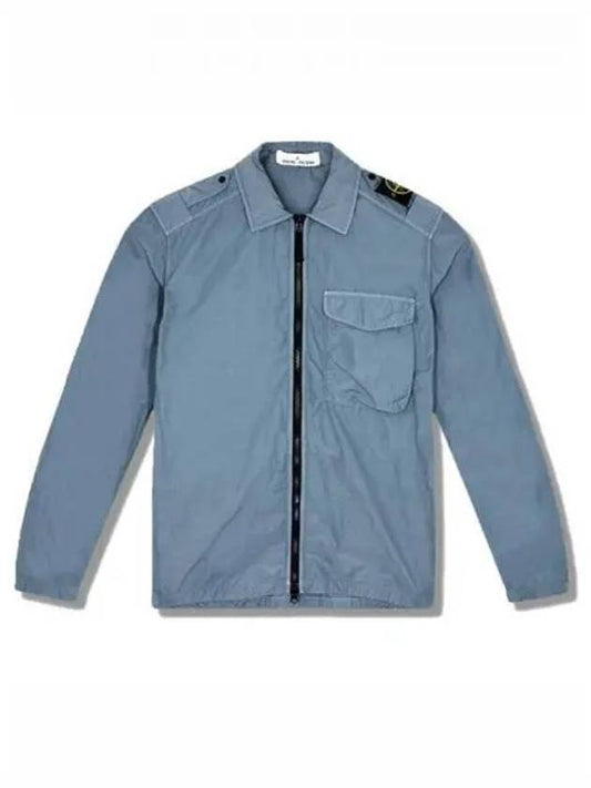 Men's Naslan Pocket Shirt Collar Zip-Up Jacket Blue - STONE ISLAND - BALAAN 2