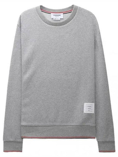 Trimmed herringbone cotton sweatshirt - THOM BROWNE - BALAAN 1