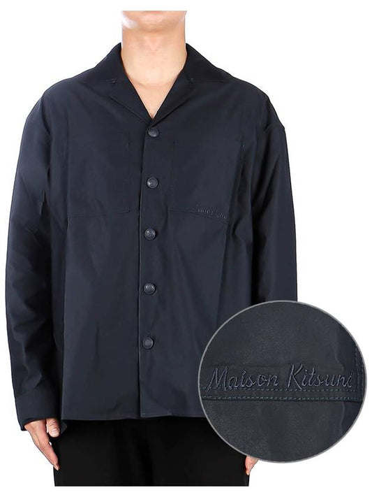 Men s Long Sleeve Shirt KM00410WW0075 DARK NAVY - MAISON KITSUNE - BALAAN 1