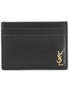 Tiny Monogram Shiny Leather Card Case Black - SAINT LAURENT - BALAAN 4