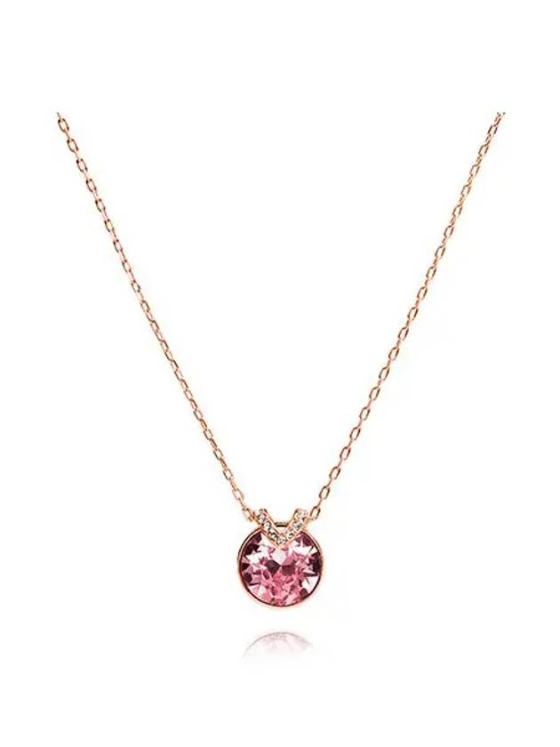 Bella V Round Pendant Necklace Pink Rose Gold - SWAROVSKI - BALAAN 3