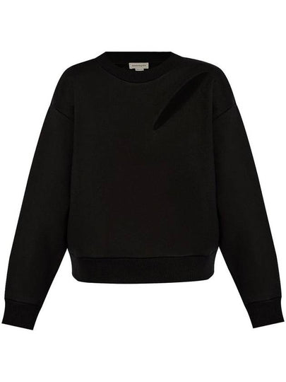 Cutout Detail Round Neck Sweatshirt Black - ALEXANDER MCQUEEN - BALAAN 2