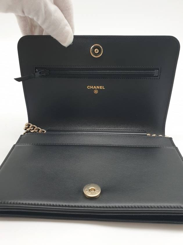 Boy Chain Wallet Grained Calfskin Gold Metal Black - CHANEL - BALAAN 8