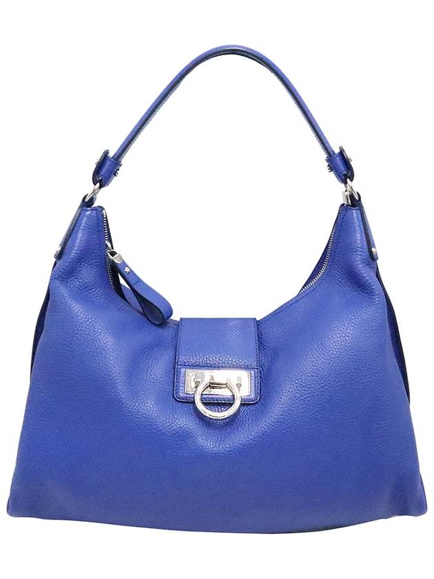 Women s Ferragamo 21 D757 Blue Leather Silver Gancini Panisha Hobo Shoulder Bag gt Gangbuk used luxury goods - SALVATORE FERRAGAMO - BALAAN 2