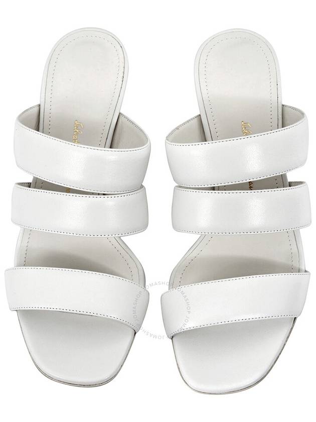 Salvatore Women's Steffi Leather Sandals Heel White - SALVATORE FERRAGAMO - BALAAN 4