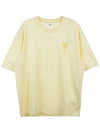 Big Heart Logo Oversized Short Sleeve T-Shirt Yellow - AMI - BALAAN 1