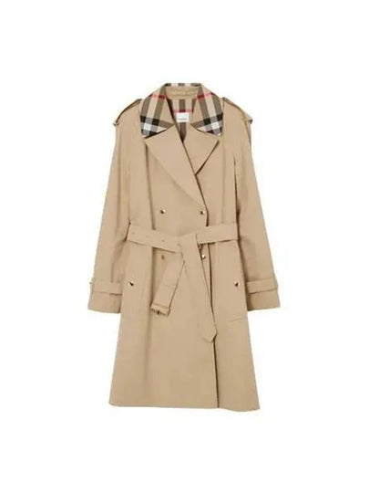 WoMen's Check Trim Cotton Gabardine Waterloo Trench Coat Beige - BURBERRY - BALAAN 2