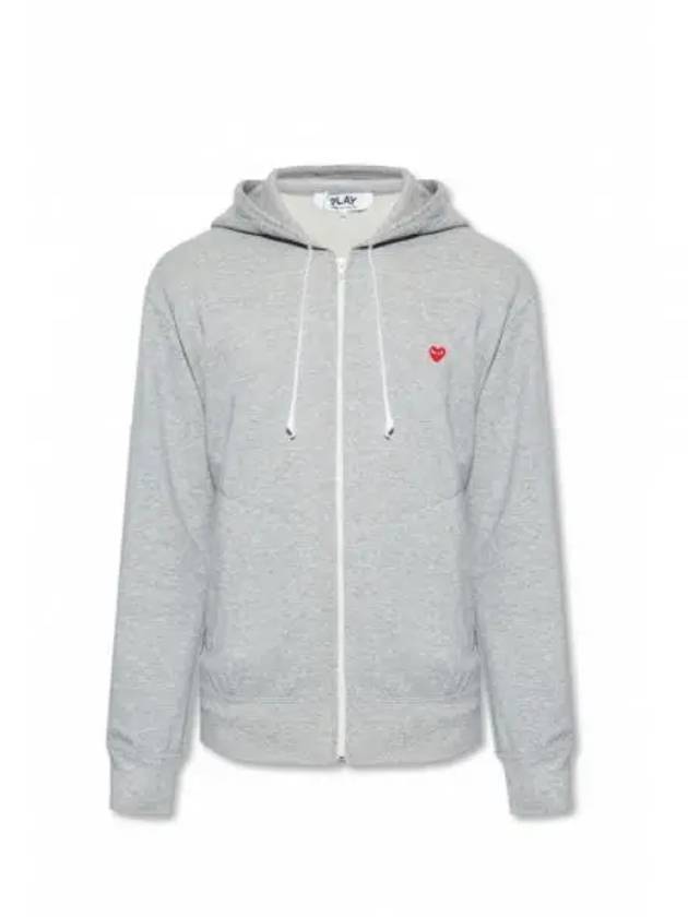 Small Red Heart Waffen Zip Up Hoodie Grey - COMME DES GARCONS - BALAAN 2